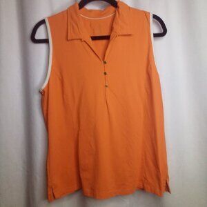 Clover by Bobby Jones Shirt L Women Sleeveless Performance Orange
